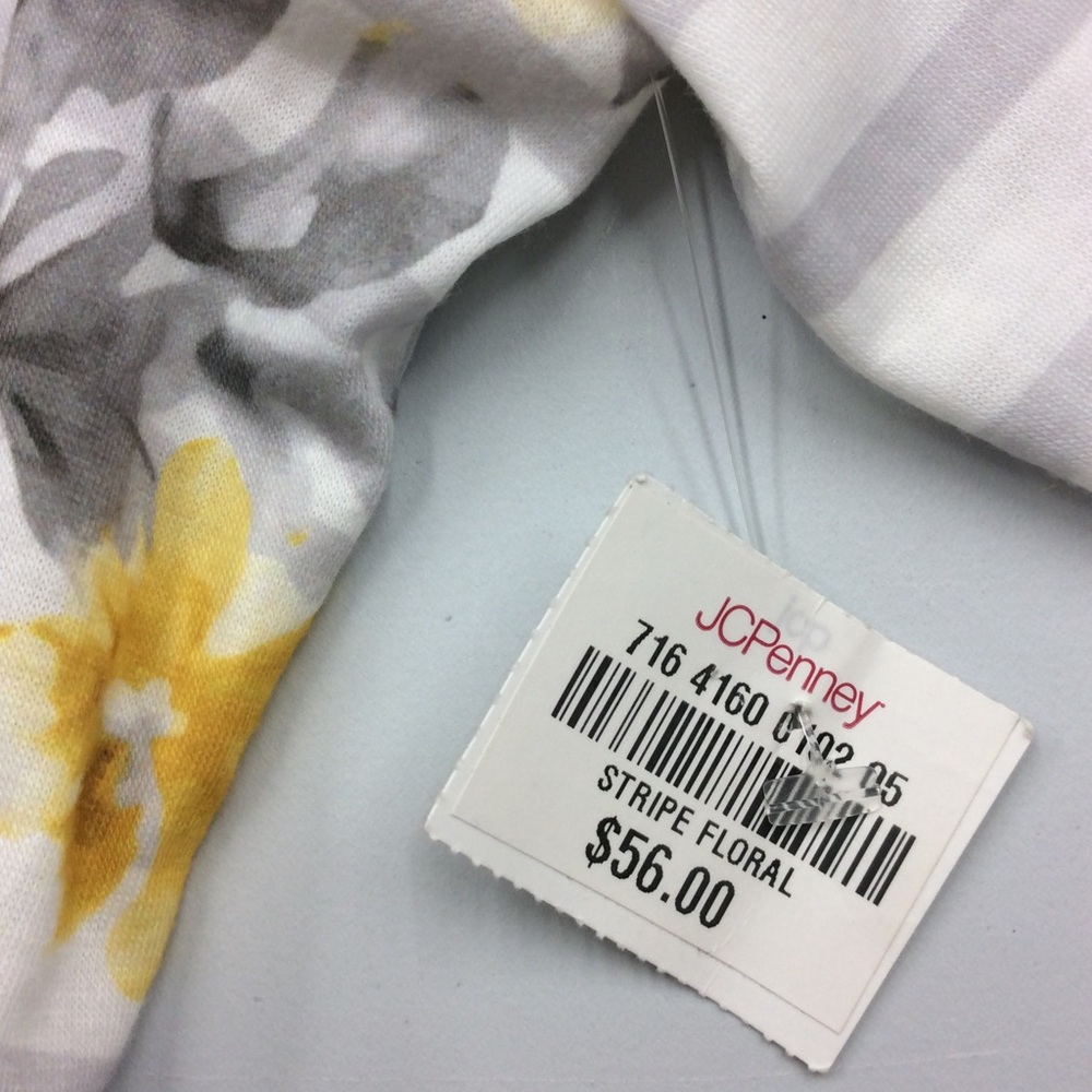 Alfred Dunner Gray/White Striped/Floral Large Top - Picture 9 of 9